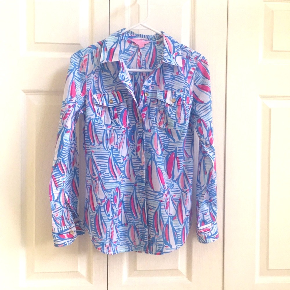 Lilly Pulitzer Cruiser Shirt Red Right Return 00
